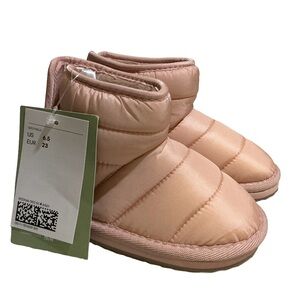 NWT H&M Kids Padded Faux Fur Boots - Size 6.5 - Soft Pink/Clay